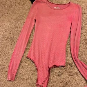 Long sleeve pink tye-dye bodysuit
